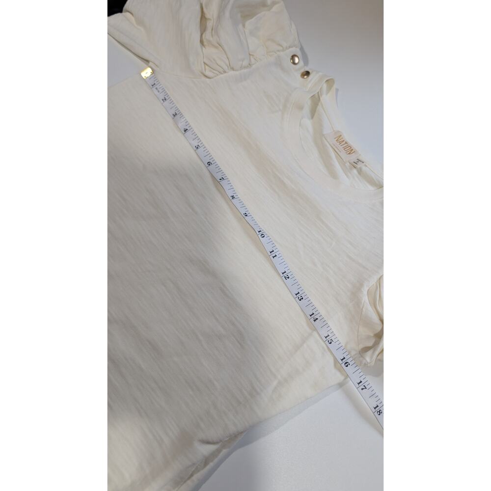 Nation LTD Krista Feminine Party Tee in Off White Size Small Puff Sleeve Cotton - Picture 8 of 10